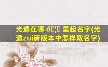 光遇在哪 🦆 里起名字(光遇zui
新版本中怎样取名字)